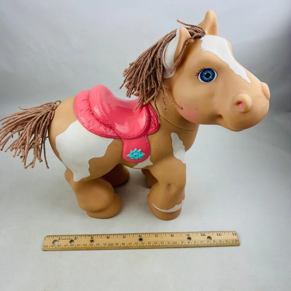 Vtg Cabbage Patch Kids CPK Crimp n Curl Pony Horse 1992 Tan White Pink Saddle